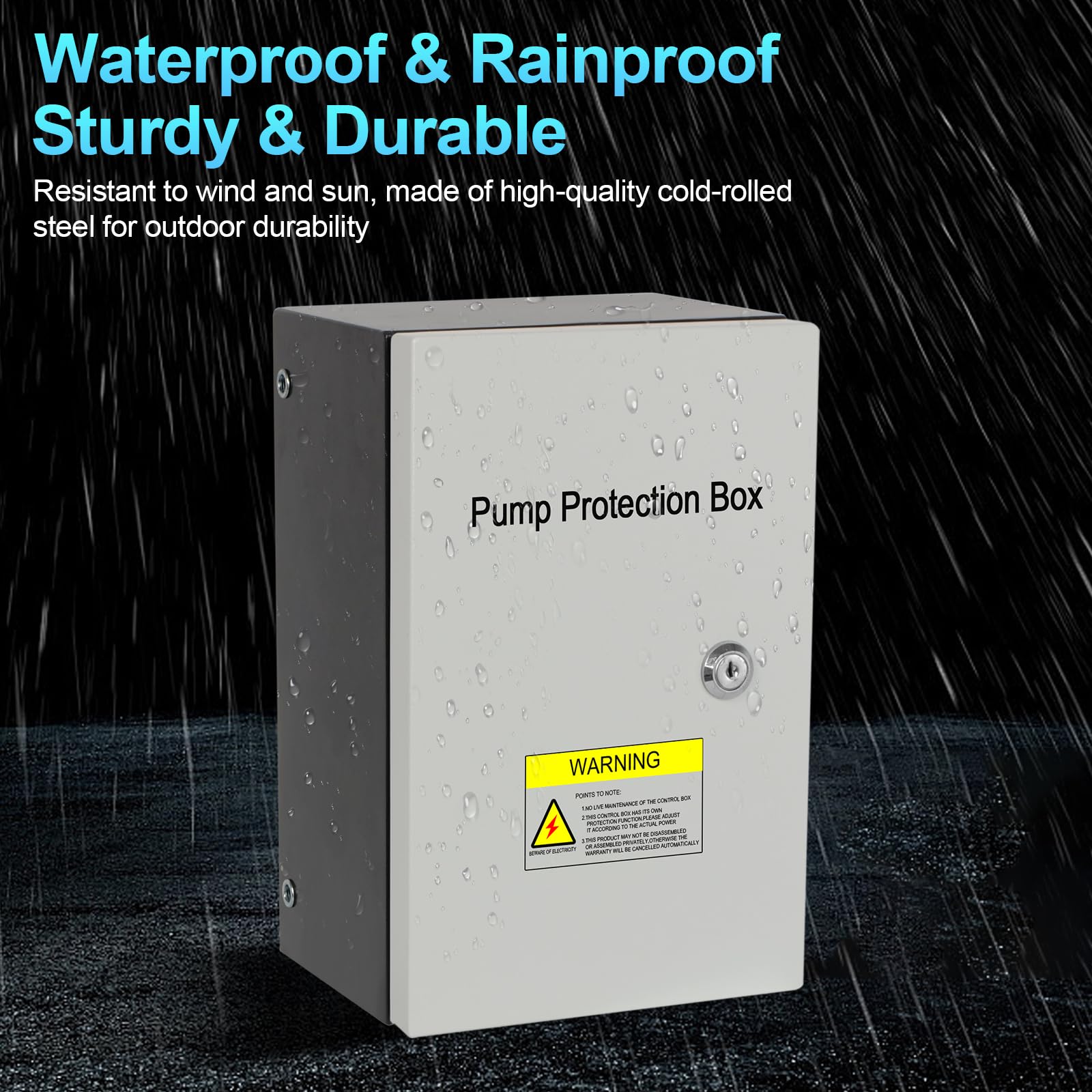 Caja de protección de bomba de agua, múltiples protecciones de seguridad, caja de protección de bomba impermeable y a prueba de polvo con cerradura de llave, pérdida de fase, protección de