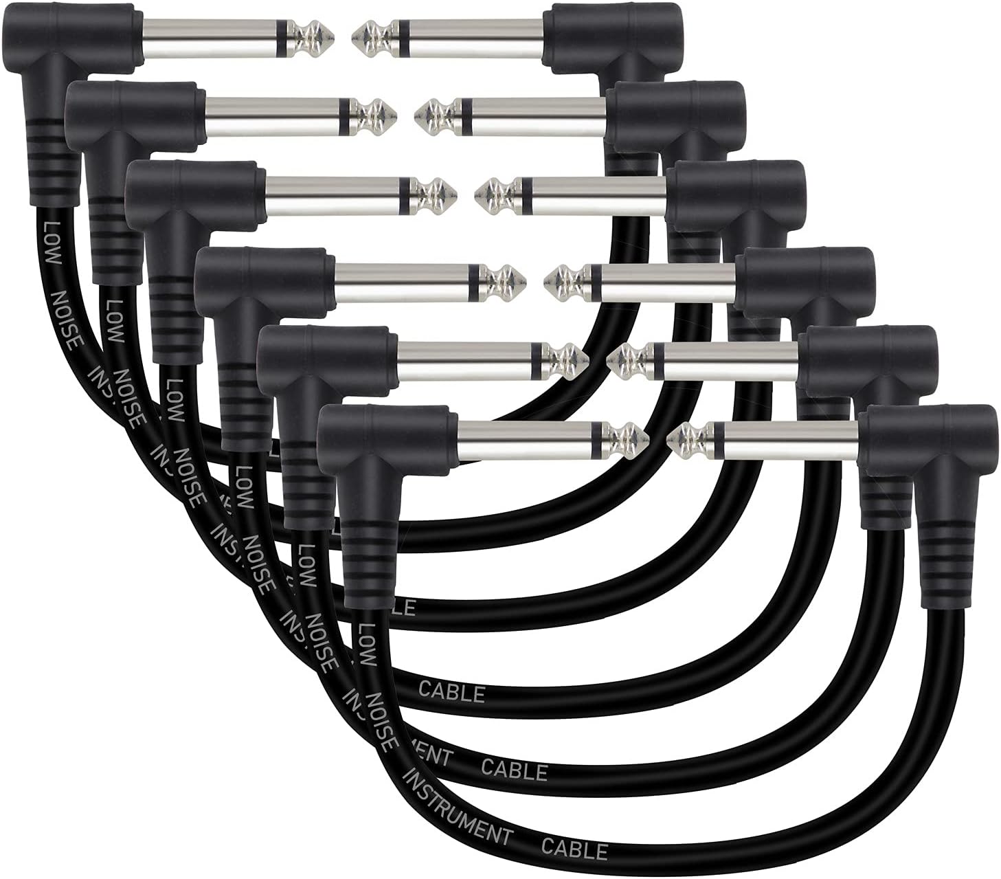 MIMIDI Guitar Patch Cable, 6 Inch Professional Guitar Effect Pedal Cables, Black Right Angle Plug Pedalboard Cable (6 Pack) : Musical Instruments
