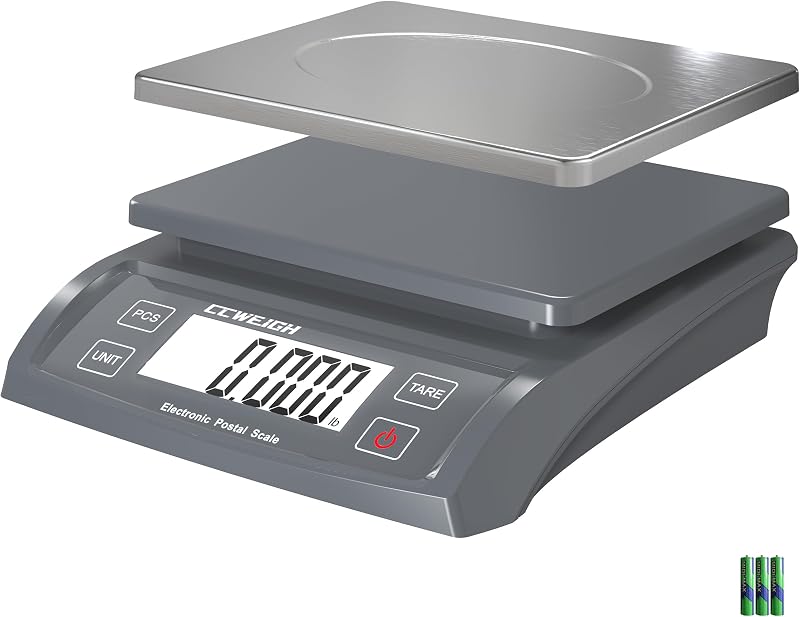 Postal Scale Transport Scale 30kg/1g, 66lb with Battery and Stainless Steel Scale Plate, can be Used in Home Kitchen, Postal, Transport, Parcel, Supermarket with Fruit Scale