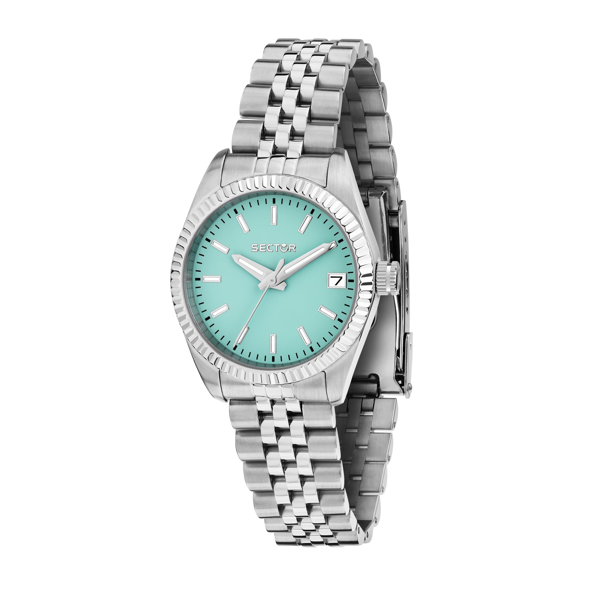 Sector No Limits Orologio Donna, Tempo, Data, Analogico, Cinturino in Acciaio, Cassa 32 mm, Collezione 240 - R3253240515