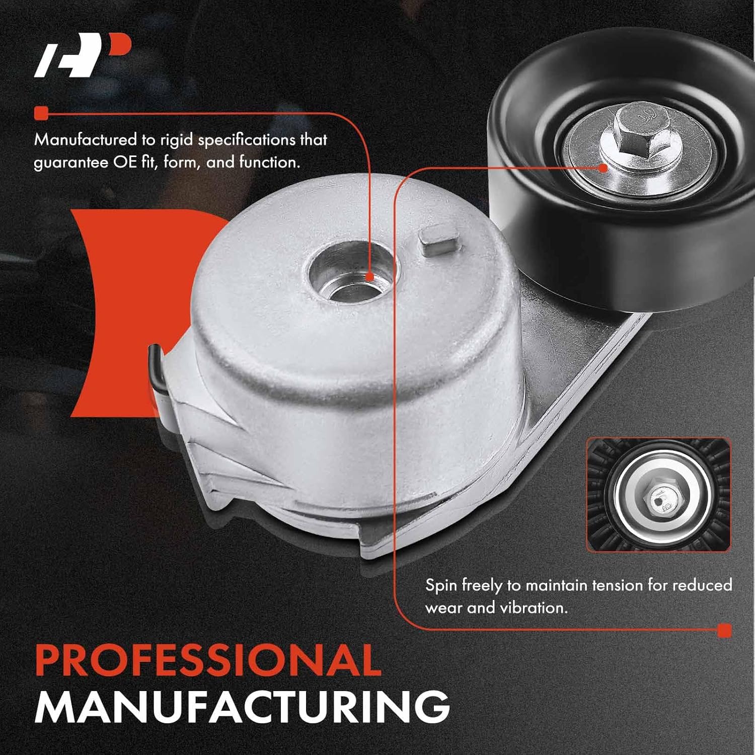 A-Premium Belt Tensioner Assembly with Pulley Compatible with Ford Ranger 1992-2011 & Mazda B2300 1995-2009, B2500 1998-2001, Replace# F87Z6B209CA, 1L5Q6A228AB