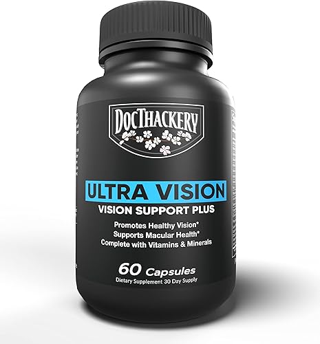 Doc Thackery - Ultra Vision, Suplemento de visión de alta potencia - Vitaminas, minerales, luteína, zeaxantina, extracto de arándano - Hecho en los disponible en Yaxa Colombia