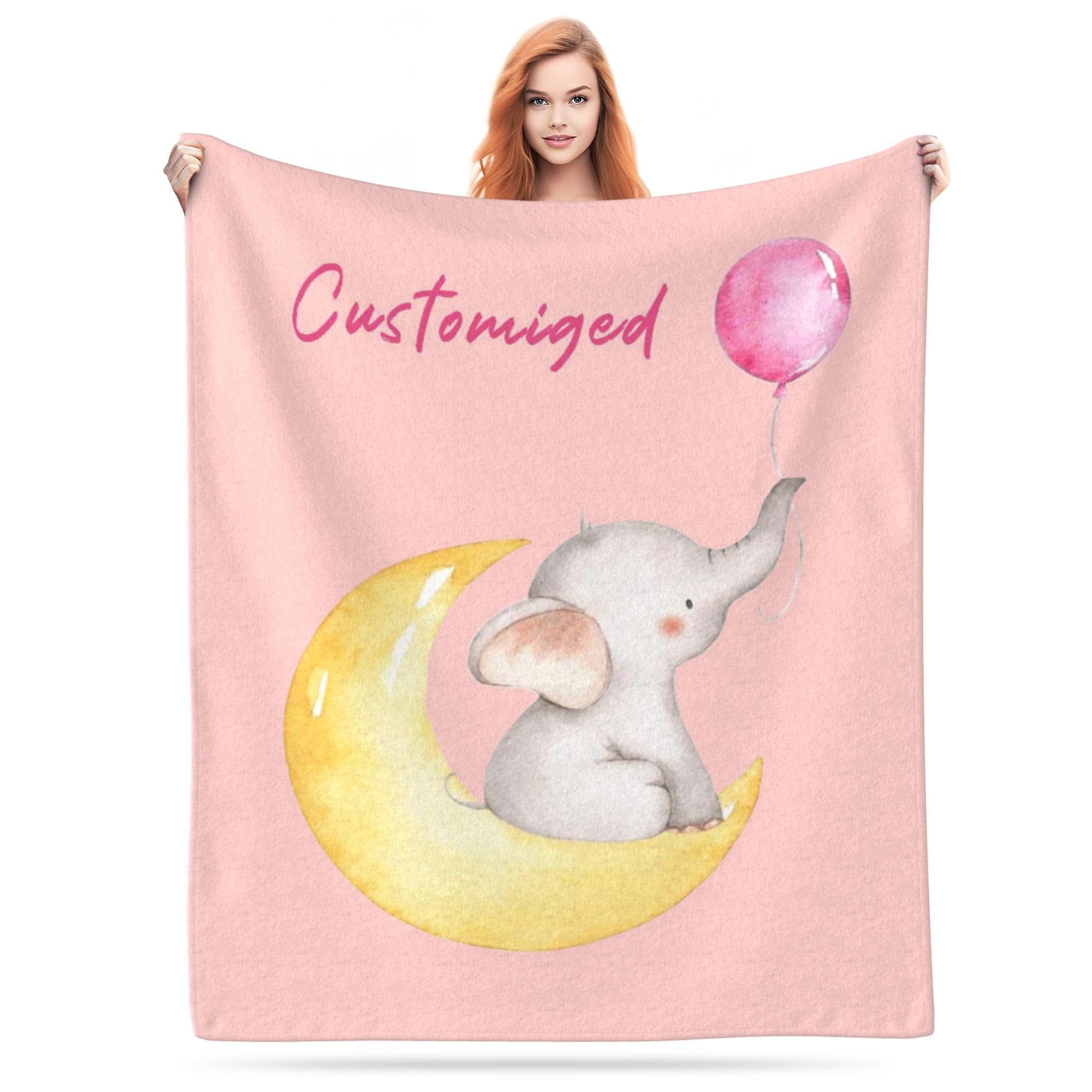 LMQJDZ Personalised Baby Blankets,Personalised Blanket for Kids Baby Adults Customised Name Blanket.Gifts for Baby Shower Birthday Easter Nursery Room Decor.