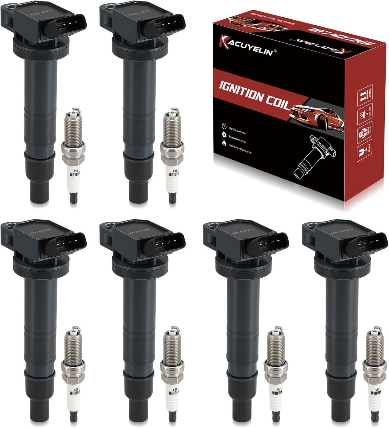 UF495 Ignition Coil Pack and Iridium Spark Plug Set of 6 Compatible with 2005-2015 Toyota Tacoma, 2007-2009 Toyota FJ Cruiser, 2003-2009 Toyota 4Runner, 2005-2011 Toyota Tundra Replaces 4L V6