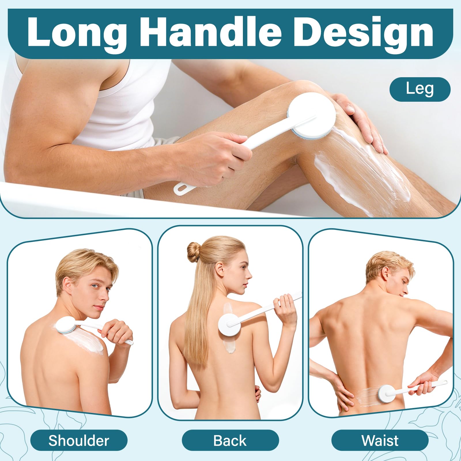 2 In 1 Applicatore Crema Schiena, 45cm Applicatore per Lozione per Schiena, Applicatore di Lozione Solare Per l'applicazione di latte per Il corpo Latte Idratante Crema Solare per Donne Uomini