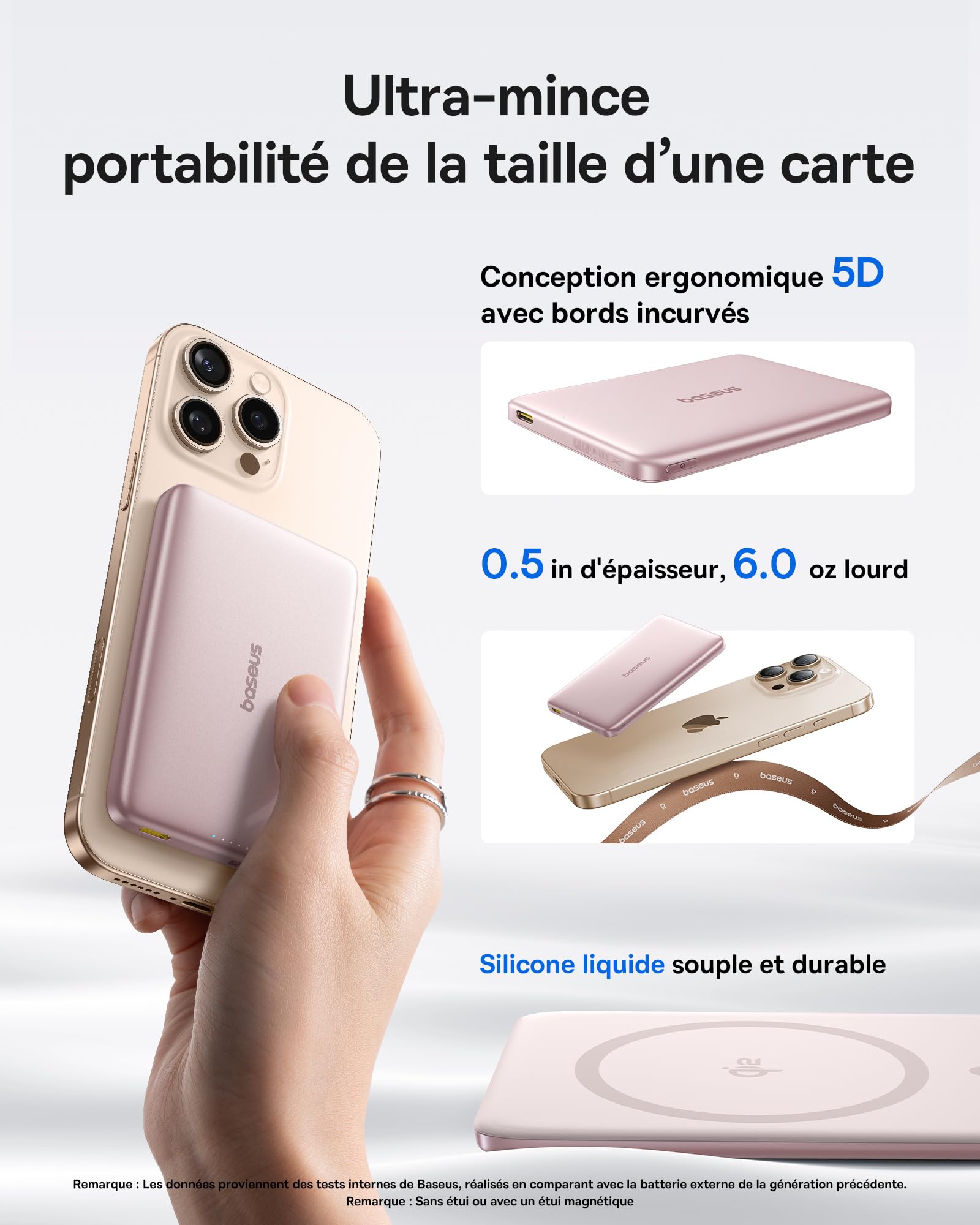 Image secondaire de Baseus Picogo Powerbank 10000mAh - Chargeur Sans Fil MagSafe Ultra Slim Rose