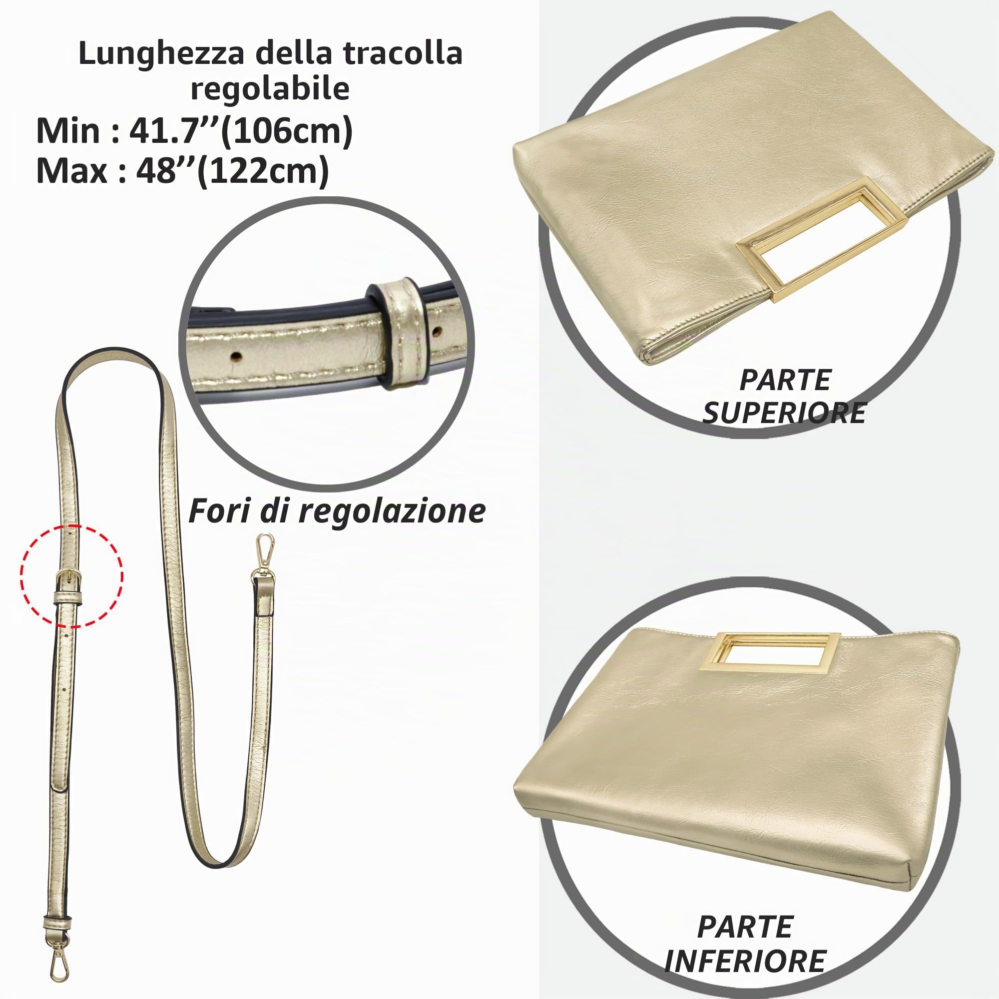 Borsa a tracolla da donna, elegante borsa da sera con maniglia, per matrimonio