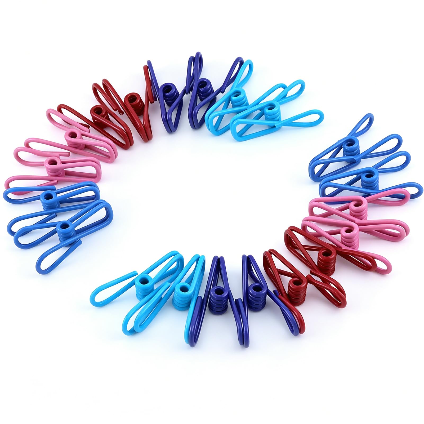 Steel & PVC Coated food Clips for bag Storage, Sealing Clips & Clothes Pegs (20 Pcs Random Color)