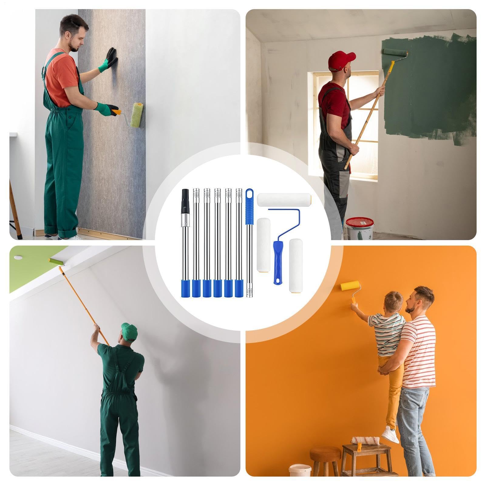 Rodillos Para Pintar Brocha Ajustable de Cerdas Finas con Pértiga