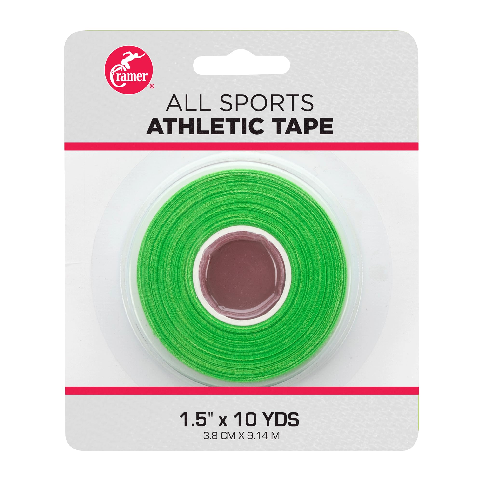 Cramer Team Color Athletic Tape for Ankle, Wrist, and Injury Taping, Helps Protect and Prevent Injuries, Promotes Faster Healing, Athletic Training First Aid Supplies, 1.5" X 10 Yard Roll, Green
