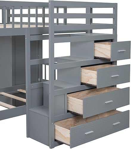 Miniatura 328 de Versatility - Litera individual sobre individual con escritorio y armario integrados, cama alta de madera maciza y plataforma independiente con