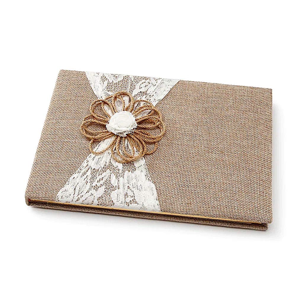 Livre d'or en Toile de Jute Dentelle pour Éviter d'Oublier les Vœux