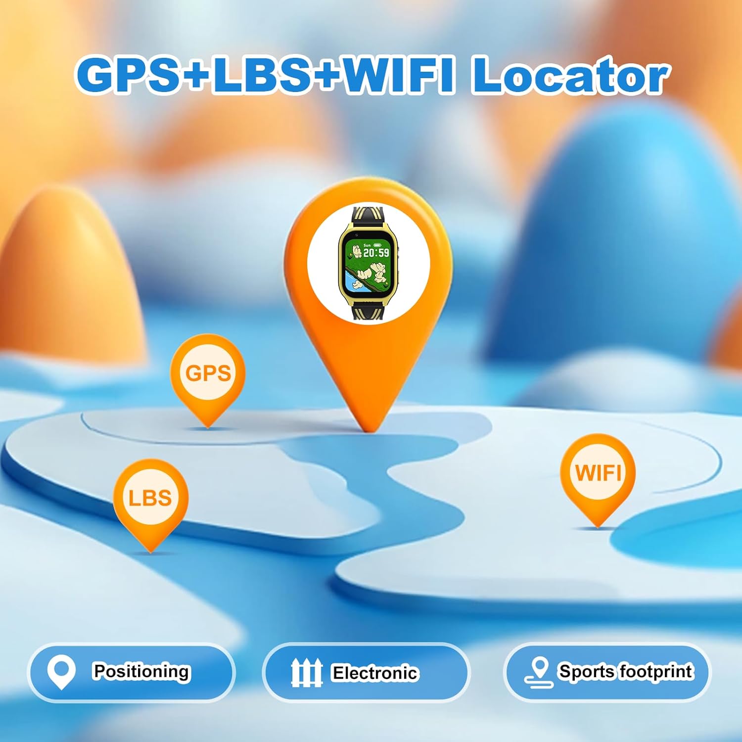 4G Kids Smart Watch - Boys Girls GPS Tracker Kid Smartwatches Phone with SIM Card Whatsapp Bluetooth Video Call SOS Alarm Voice Chat Pedometer Camera Real Time Tracking Smartwatch for Age 4-12 Yellow - Image 4