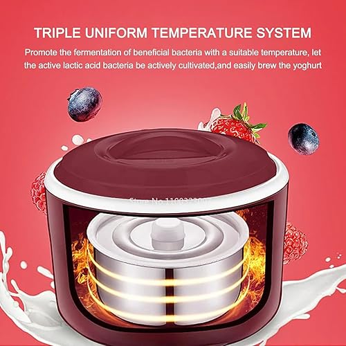 Miniatura 6 de YogurtEase Máquina automática de yogurt, máquina compacta para hacer yogur griego con control de temperatura constante, recipiente de acero