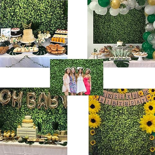 Miniatura 3 de Fondo de pared de hojas verdes de 7 x 5 pies para fotografía fondo de fotos de primavera natural decoración de fiesta de cumpleaños para exteriores