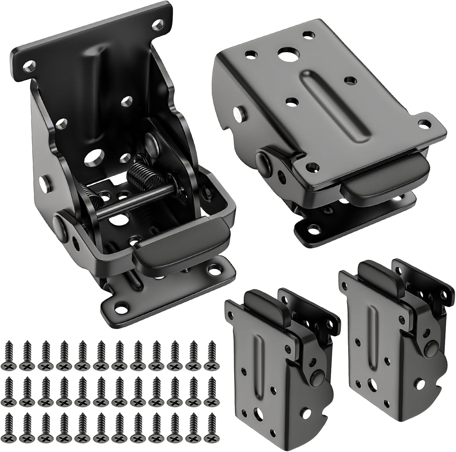 4 Pack Foldable Legs for Table, Heavy Duty Folding Table Brackets Hardware with Screws, Black Self Locking Hinges 90 Degree Support Brackets