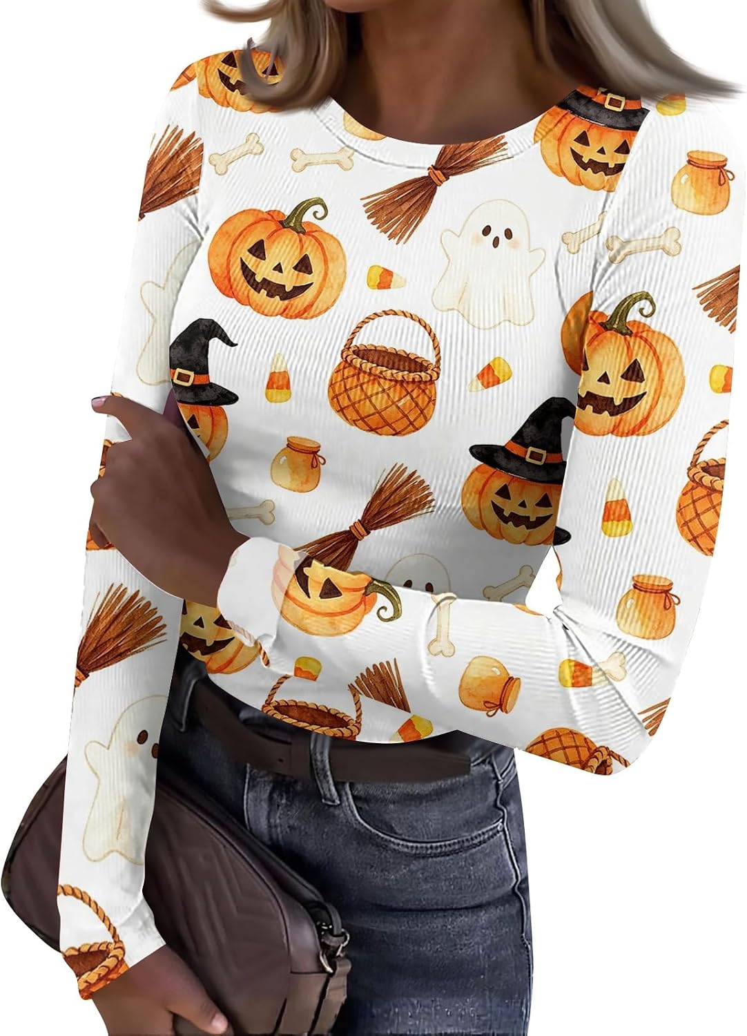 Women's Crew Neck Long Sleeve Halloween Fall Graphic Shirts | Plus Size Evening Tops, Tshirts for Women Cotton, Dress Blouses for Women Elegant, Maternity Winter Clothes,