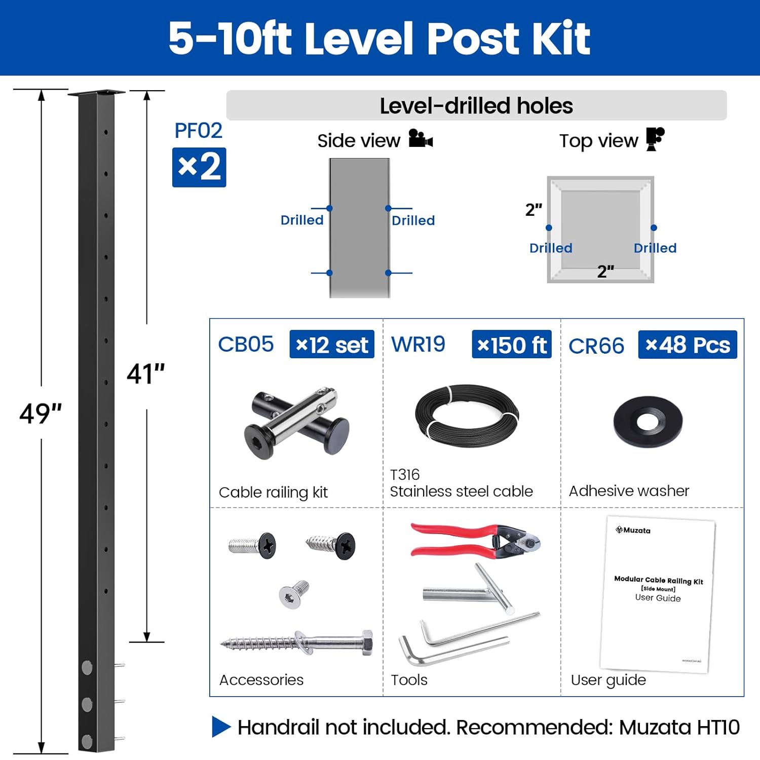 Muzata 5-10ft Level Post Kit components