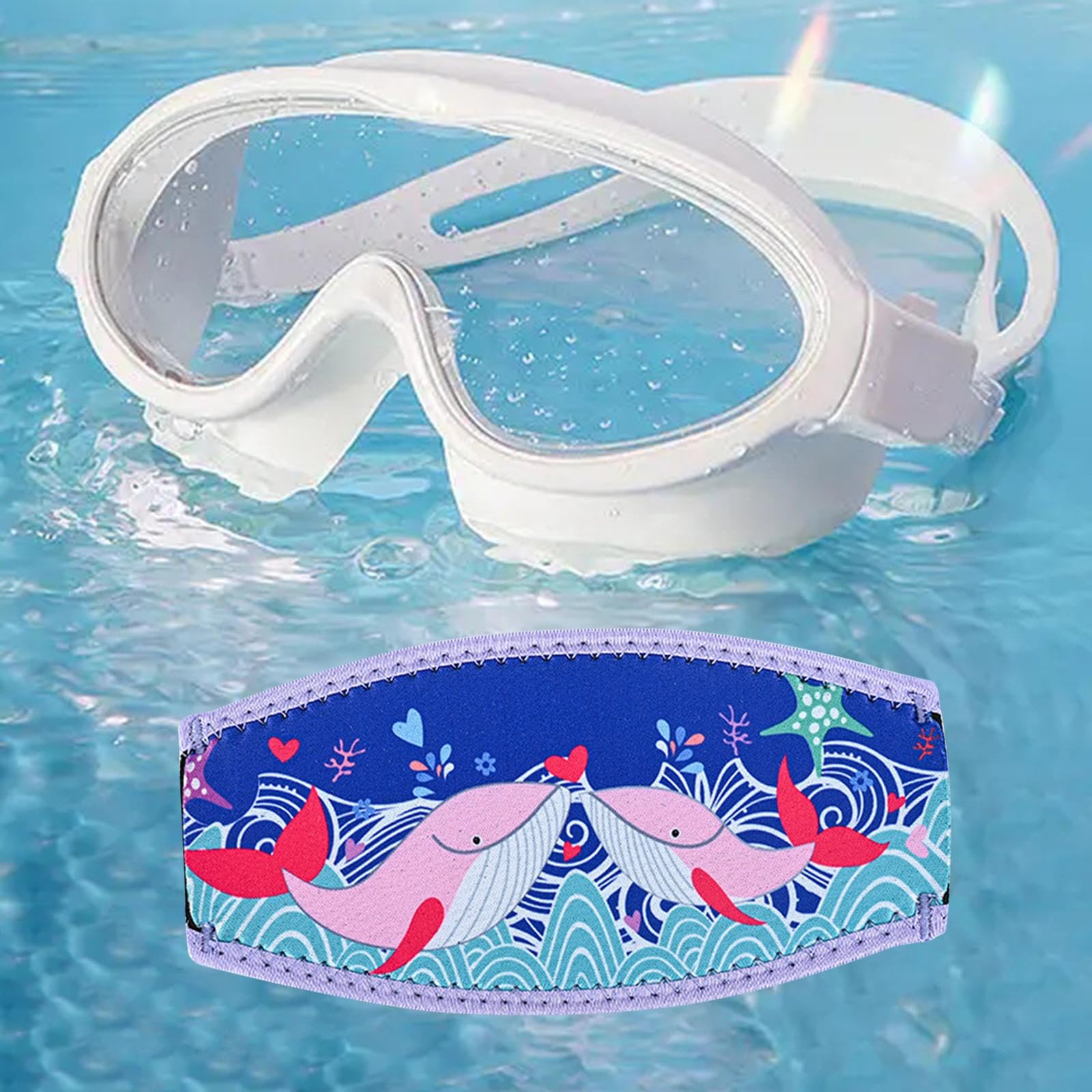 Amagogo Copri Cinturino per Maschera da Immersione, Fascia per Capelli Snorkeling Sostituisci Impermeabile con Bordi Cuciti per Sub, 18x9 cm Blu Scuro