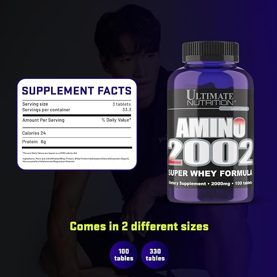 Ultimate Nutrition Amino 2002 Super Whey Formula, Amino Acid Tablets,100 Ct