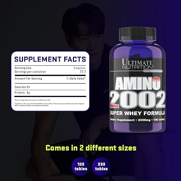 Ultimate Nutrition Amino 2002 Super Whey Formula, Amino Acid Tablets,100 Ct