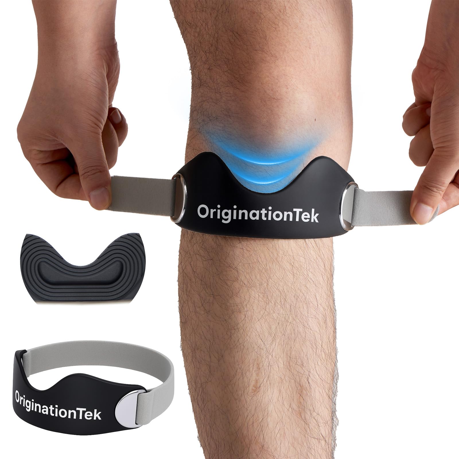 膝サポーター Patellar Tendon バンド 調整式 デュアルストラップ(短・長)付 ジュニア~大人対応 ランニング・スポーツ・トレーニング用 安定サポート 滑り止め 1枚