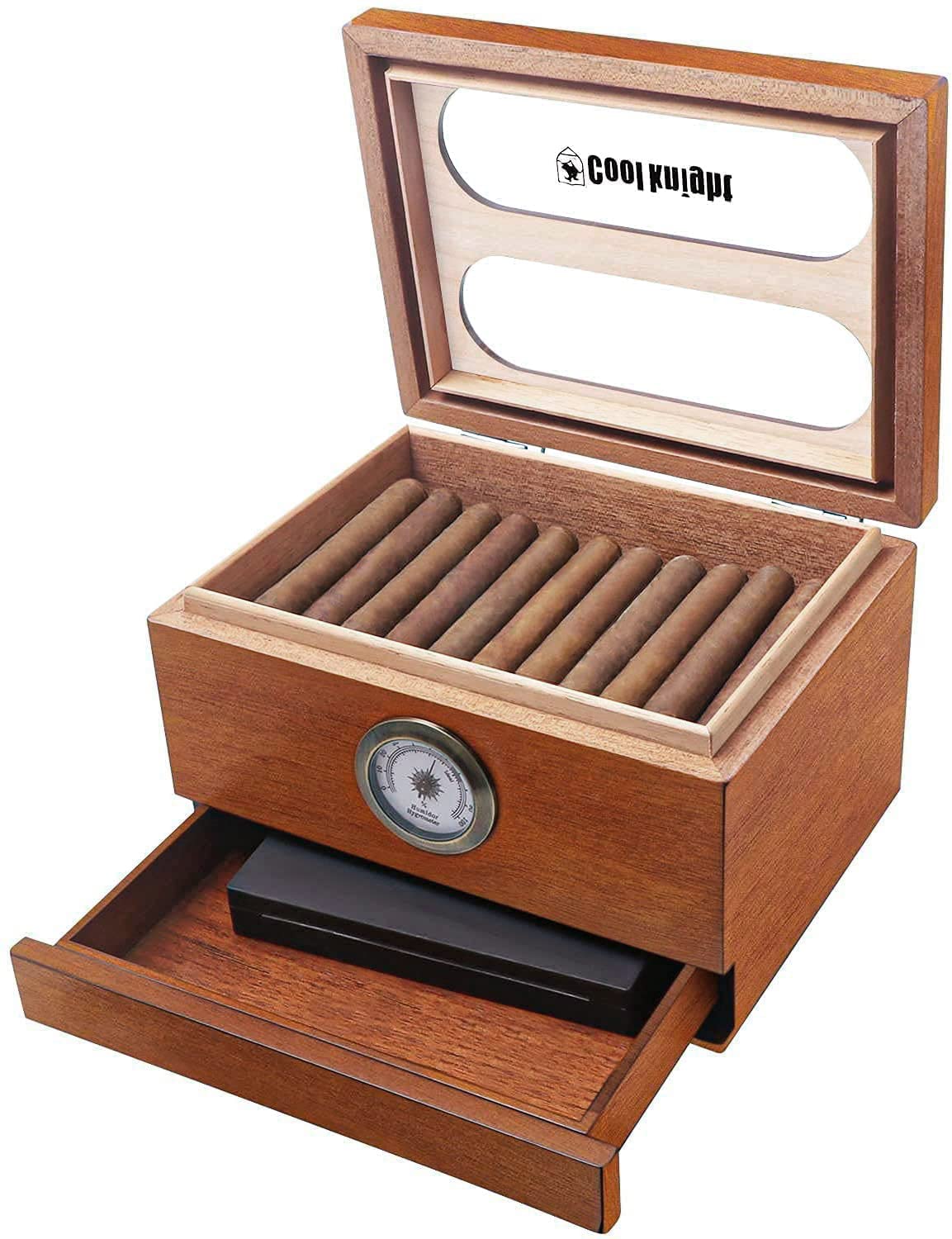 Buy COOL KNIGHT Cigar Humidor with Front Hygrometer, Humidifier and