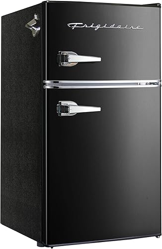 Miniatura 3 de Frigidaire Mini refrigerador retro con congelador y abridor de botellas lateral, refrigerador pequeño de 2 puertas para oficina, bar o dormitorio
