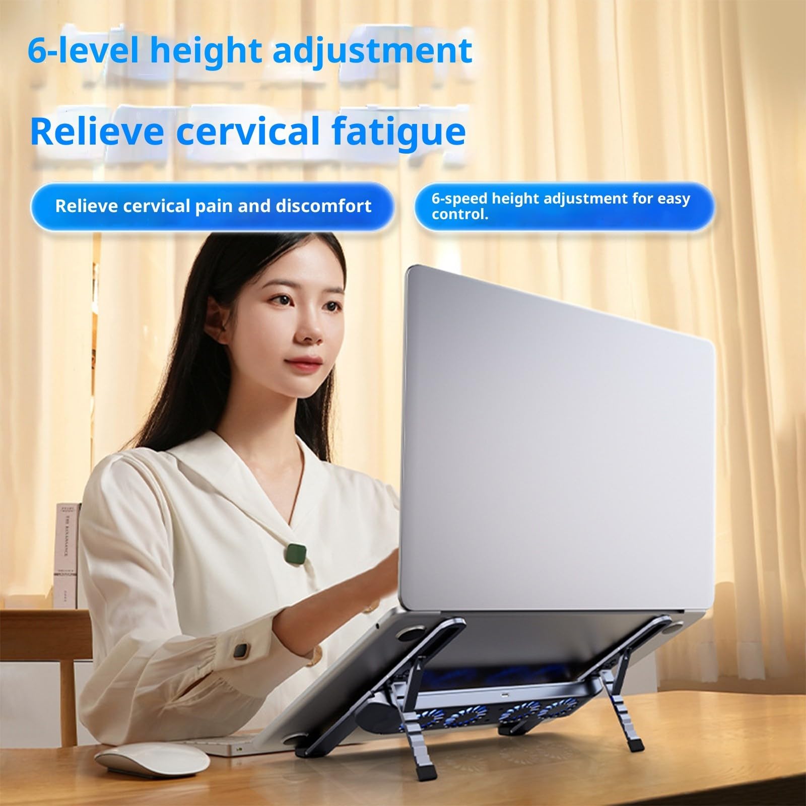 Pad di raffreddamento pieghevole del computer portatile con ventola silenziosa e supporto regolabile per tablet da 10-17 pollici Design in lega di alluminio