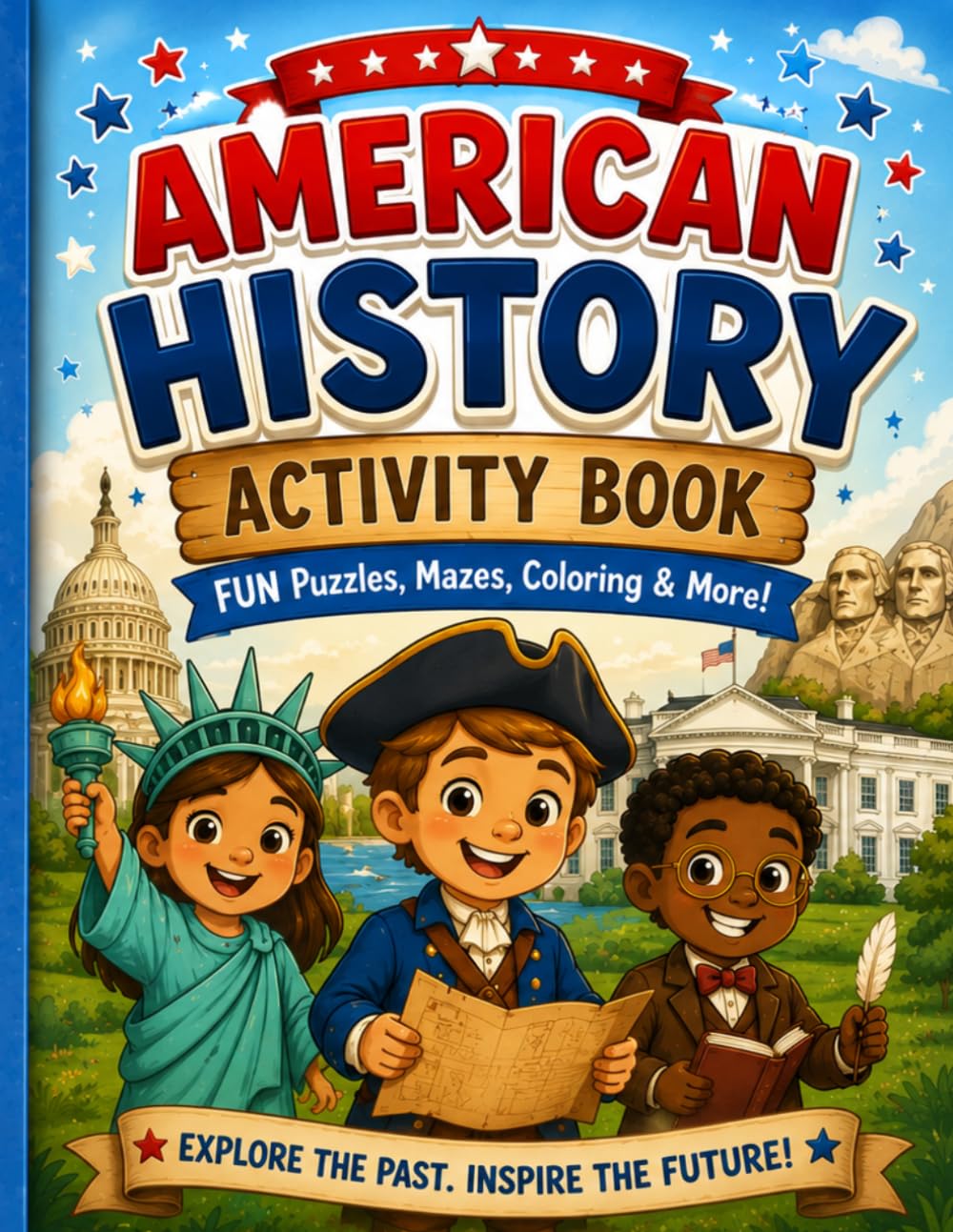 American History: Activity Book: History Stories, Fun Puzzles, Mazes, Coloring & More!