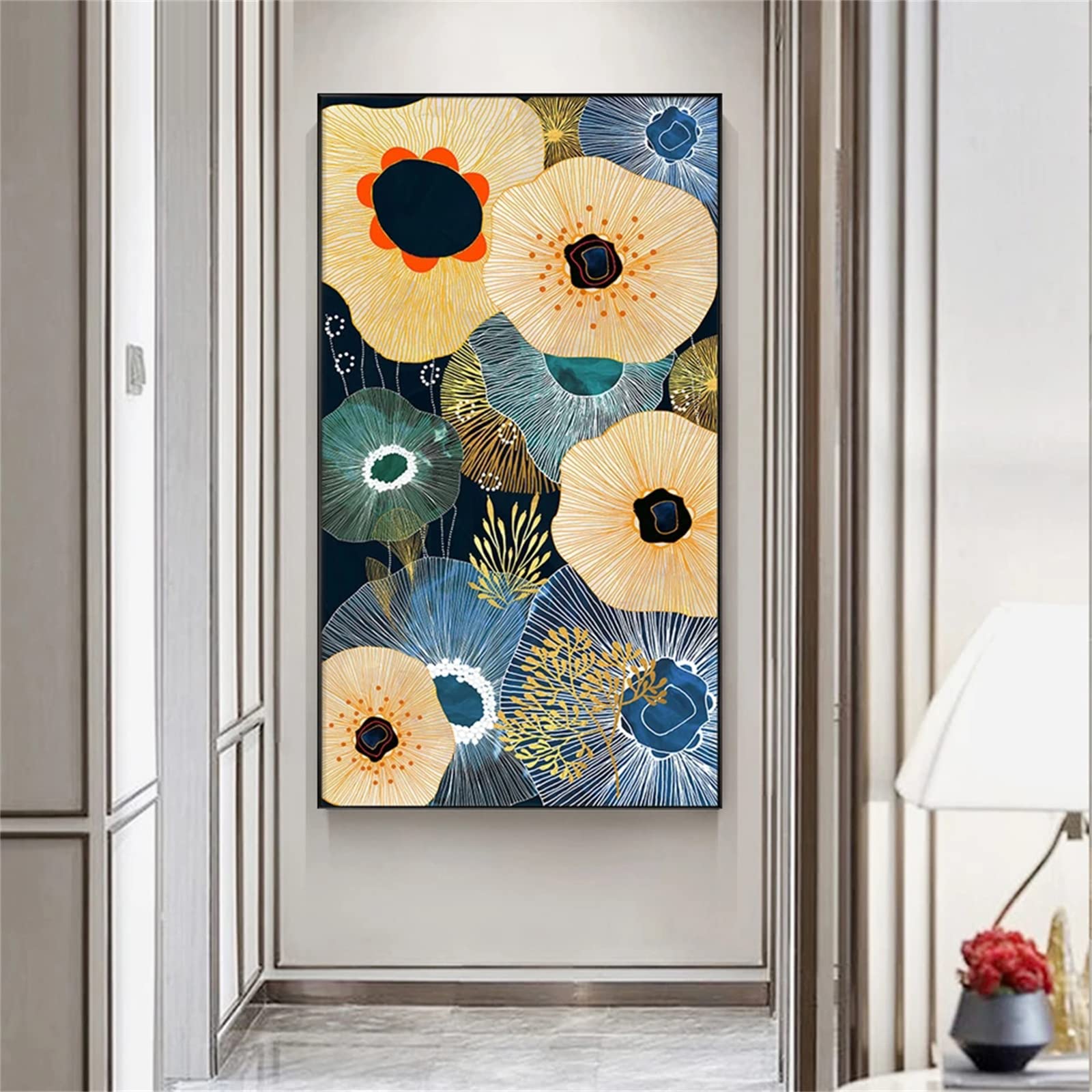 DIY zestawy do malowania diamentami 5D, pełne wiertło diamentowy obraz dla dorosłych i dzieci, kryształ górski haftowanie obrazy do dekoracji ścian domu - 60 x 120 cm (24 x 47 cali (abstrakcyjny kwiat)