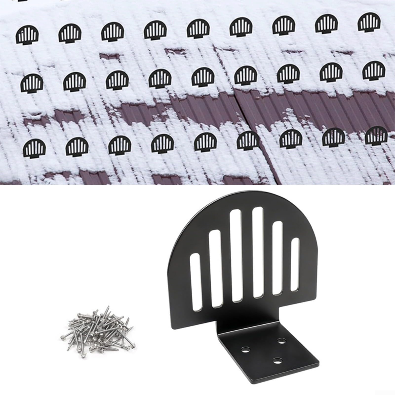 25 sztuk metalowych łapaczy dachowych do dachów stojących, ochrona przed rdzą, odśnieżarka z uszczelkami i śrubami, łatwy montaż, aby zapobiec gromadzeniu się śniegu i poślizgowi lodu, czarny