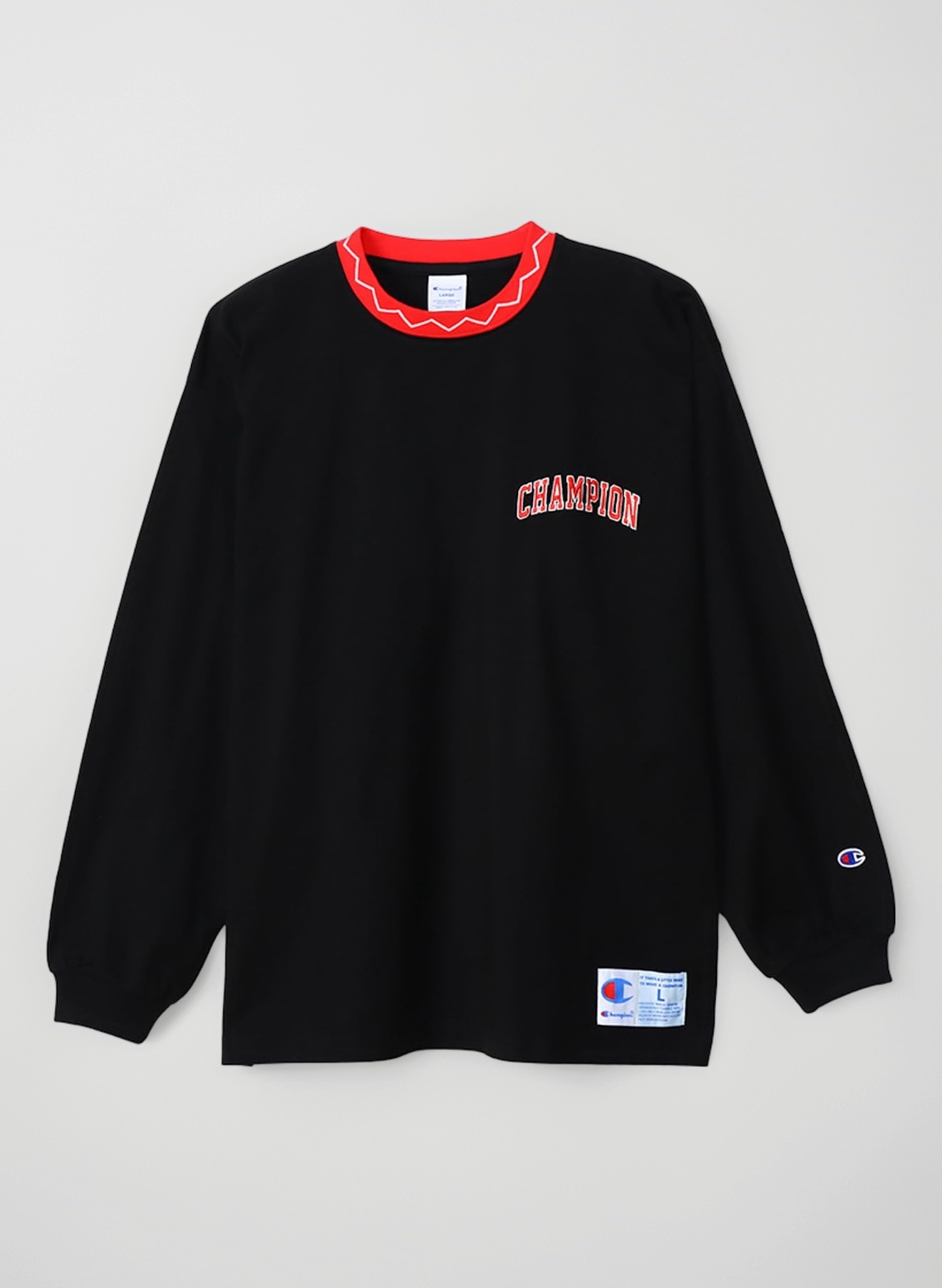 Amazon | [チャンピオン] ロングTシャツ 長袖 丸首 綿100% ラインリブ