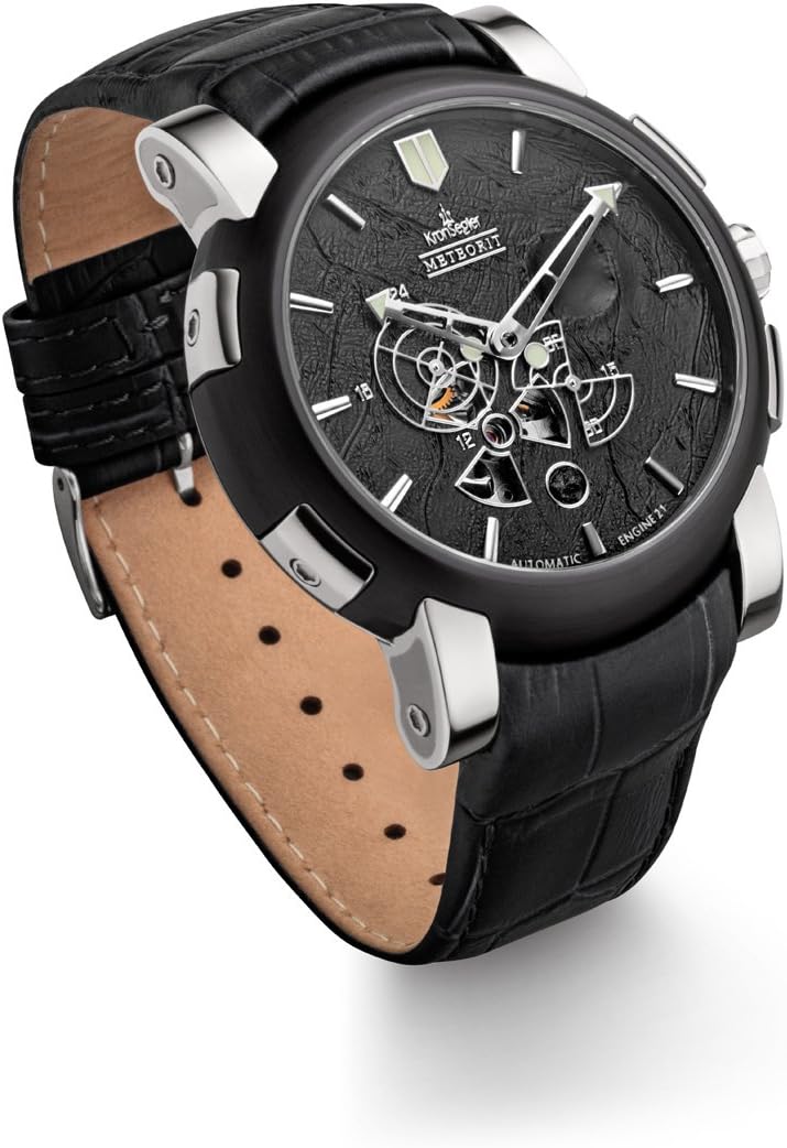 KronseglerMeteorit Automatic Watch Steel-Black/Black Limited with Meteorite Stones