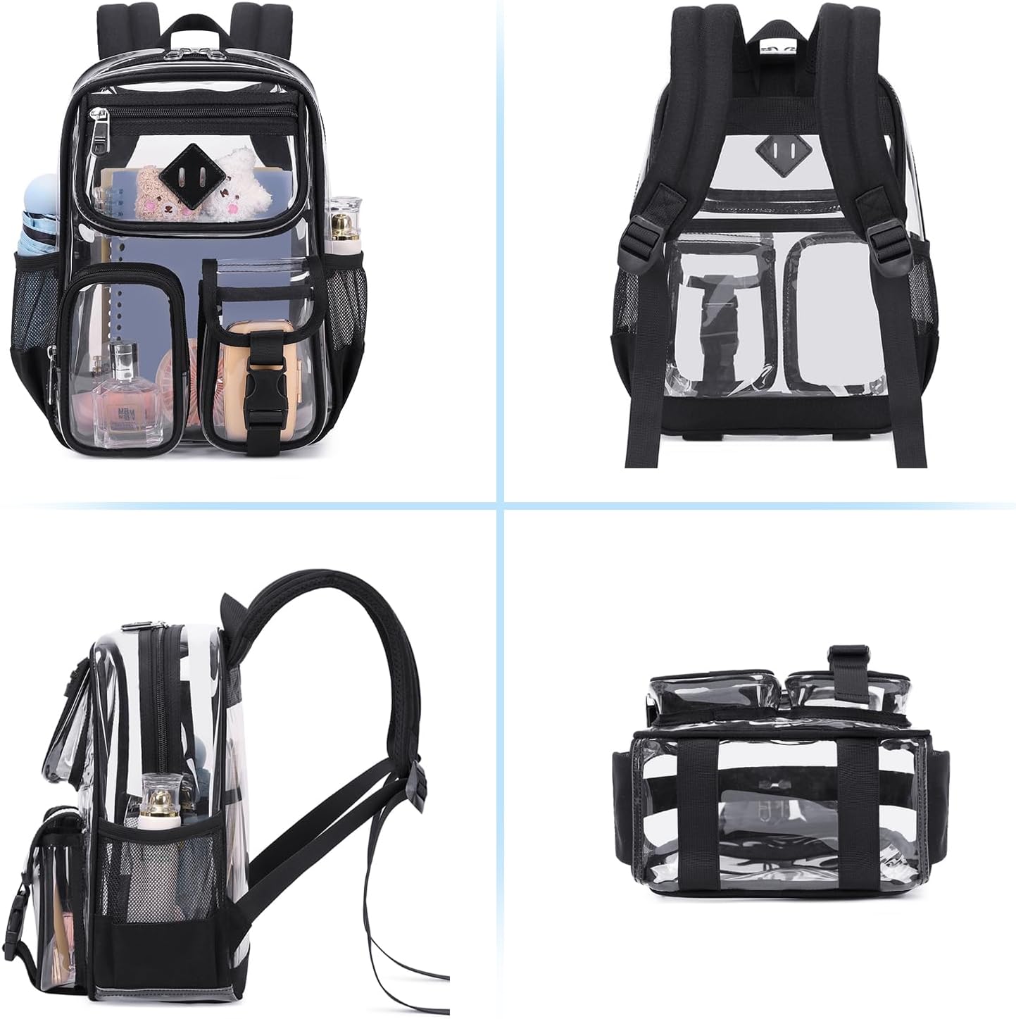 Mini Clear Backpack for Stadium Events, Small Clear Bag for Child for Festival Concert,Black(Not Fits School) - Image 8