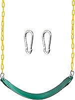 Turfee Heavy Duty Green Swing Seat with 66" Chains & Snap Hooks - 300lb Capacity Kids Outdoor Playground Replacement