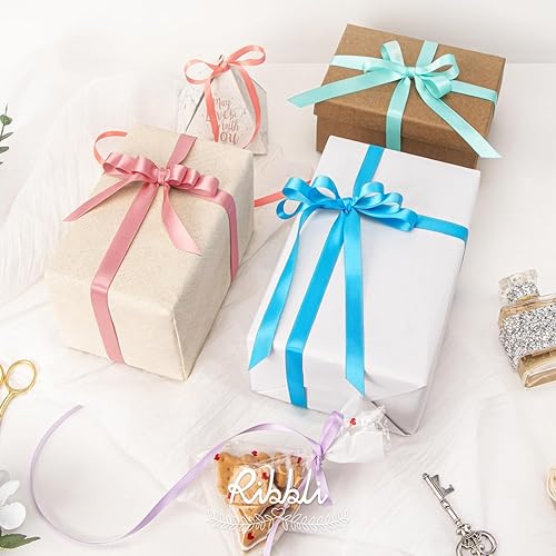 Miniatura 10 de Ribbli - Cinta de satén de doble cara verde esmeralda, 14 pulgadas x 25 yardas, uso para ramo de lazos, envoltura de regalos, decoración de Navidad