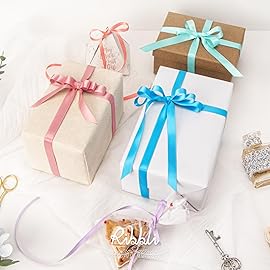 Ribbli Rose Gold Double Faced Satin Ribbon,1/2 Inch x Continuous 25 Yards,Use for Craft Bows Bouquet, Gift Wrapping, Wedding Decoration, Floral Arrangement