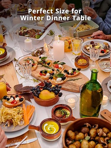 Miniatura 5 de Livver - Juego de 4 cuencos de cerámica, con capacidad para 18oz con asas y tapas, para sopa, guiso, chile