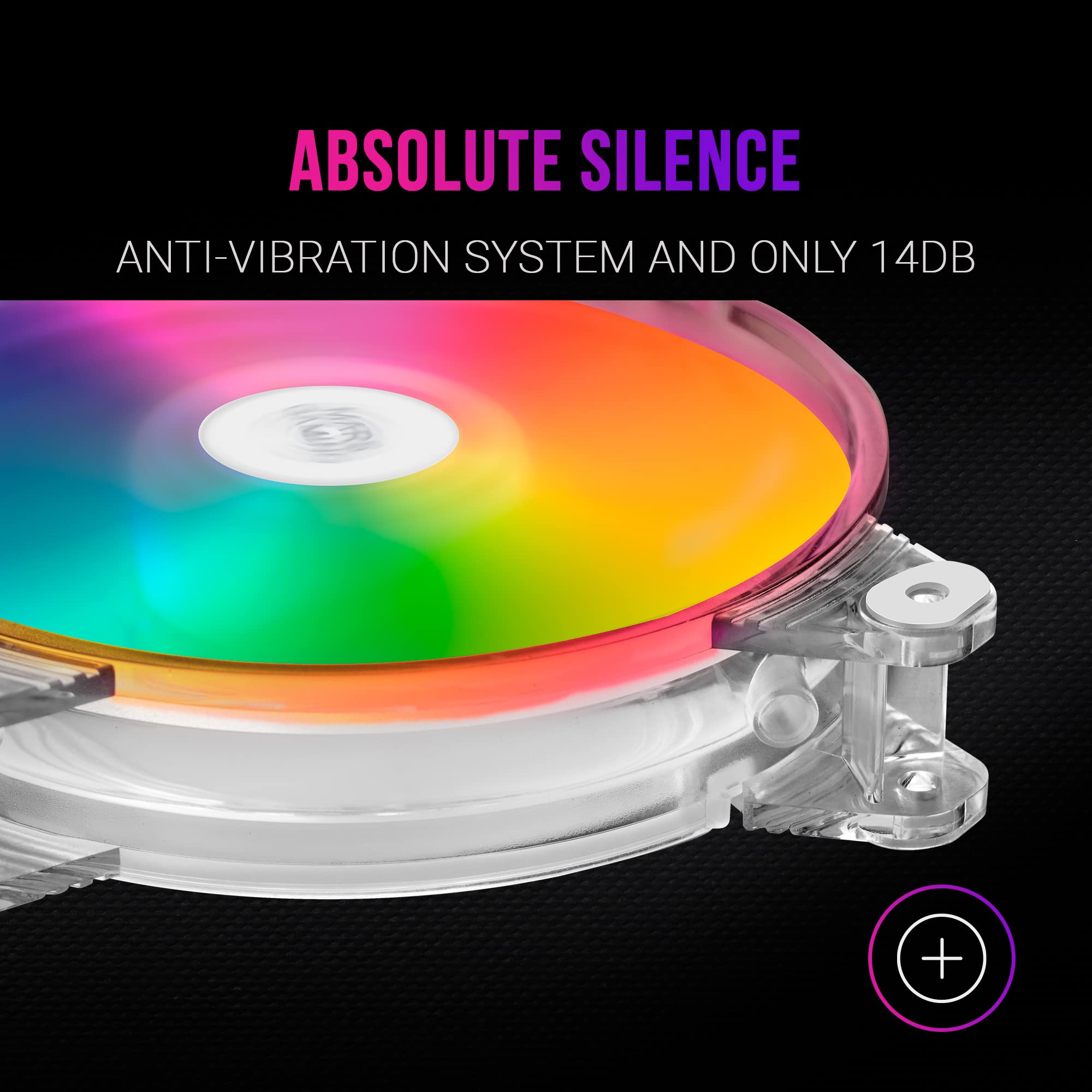 Mars Gaming MFD, Ventilador 120mm CHROMA RGB Dual Automático, Ultra Silencioso 14dB, Conexión Molex 4PIN, Sistema Antivibraciones, Transparente — view 5