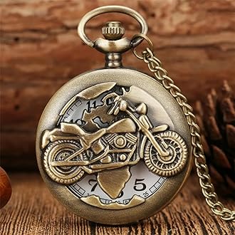 Vintage Punk Motorcycle Pocket Watch Quartz Bronze Steam Train Pocket Watch Men Women Gift for Christmas Birthday