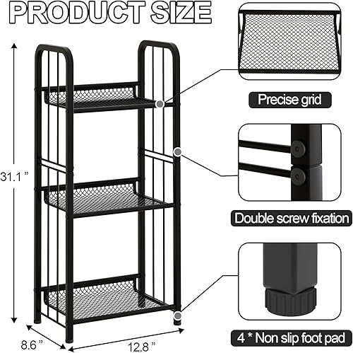 Miniatura 3 de Estantería de almacenamiento independiente para sala de estar, dormitorio, cocina, resistente a la corrosión, fácil de montar, sin combinación,