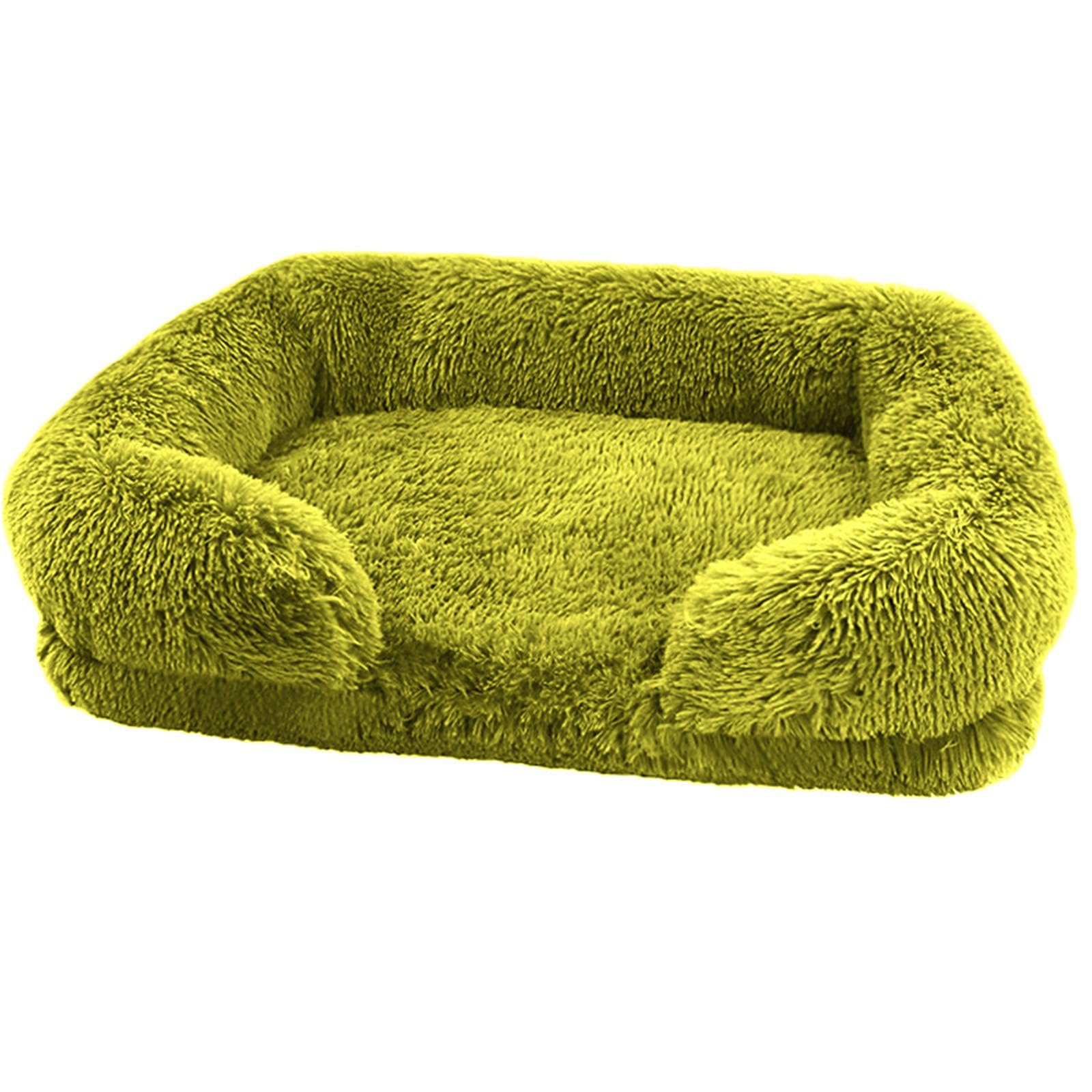 BangDon Rectangle Washable Removable Dog Bed with Soft Cosy Plush Breathable Cat Sofa Dog Bed for Small Medium Large Pet Mat (S(40x30x12cm),green2)