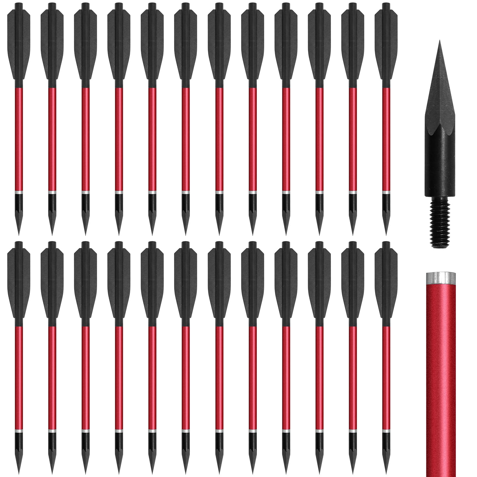 RUOERSISI 24pcs 6.7inch Mini Crossbow Pistol Bolts for 50-80lbs Mini Crossbow Aluminum Mini Crossbow Bolts Removable Tip Small Pistol Crossbow Bolts
