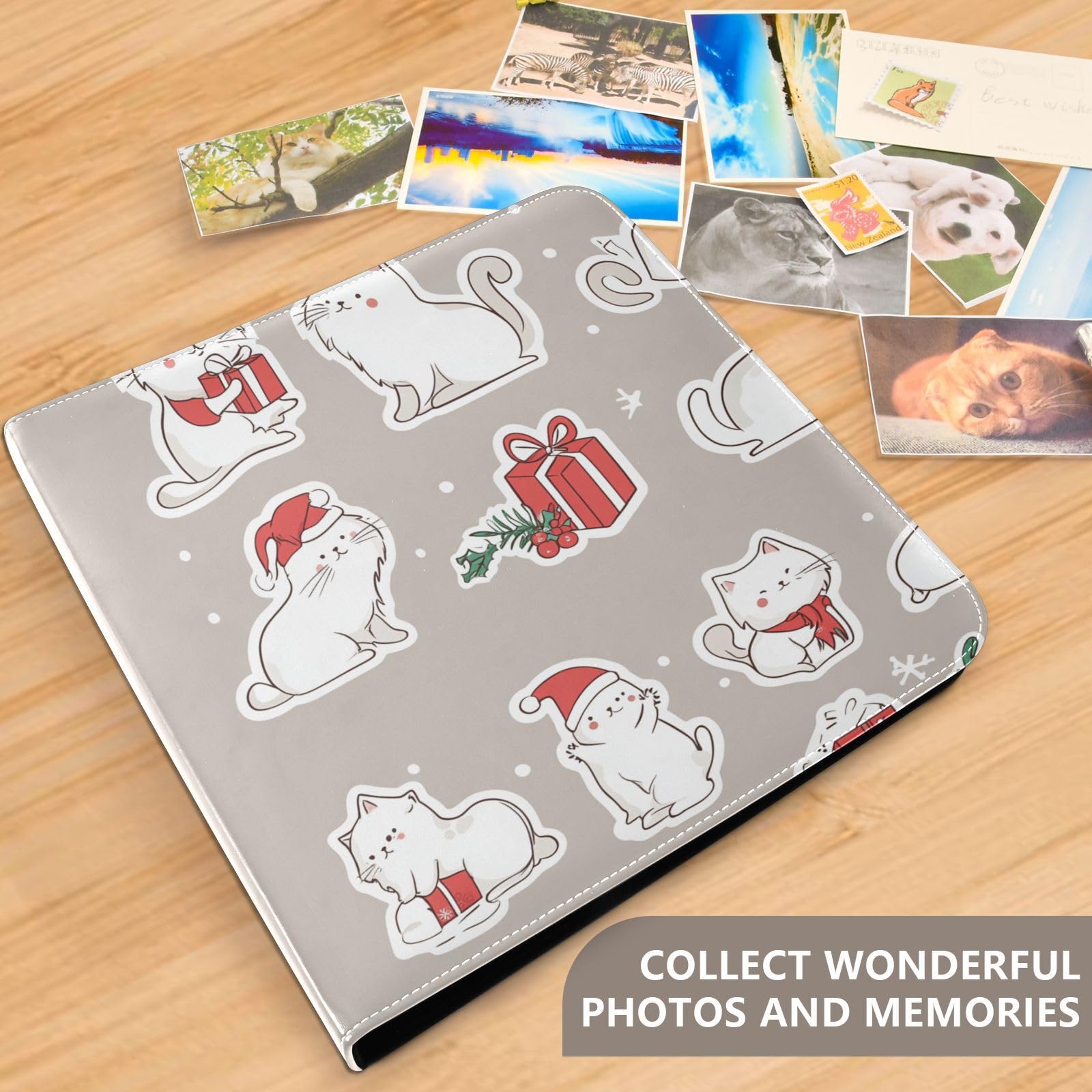 Fotoalbum-Binder, Fotobücher für alle Größen, Weihnachten, türkische Angorakatzen, neutrale, selbstklebende Seiten, 10 x 15 cm, 12 x 17 cm, 15 x 20 cm