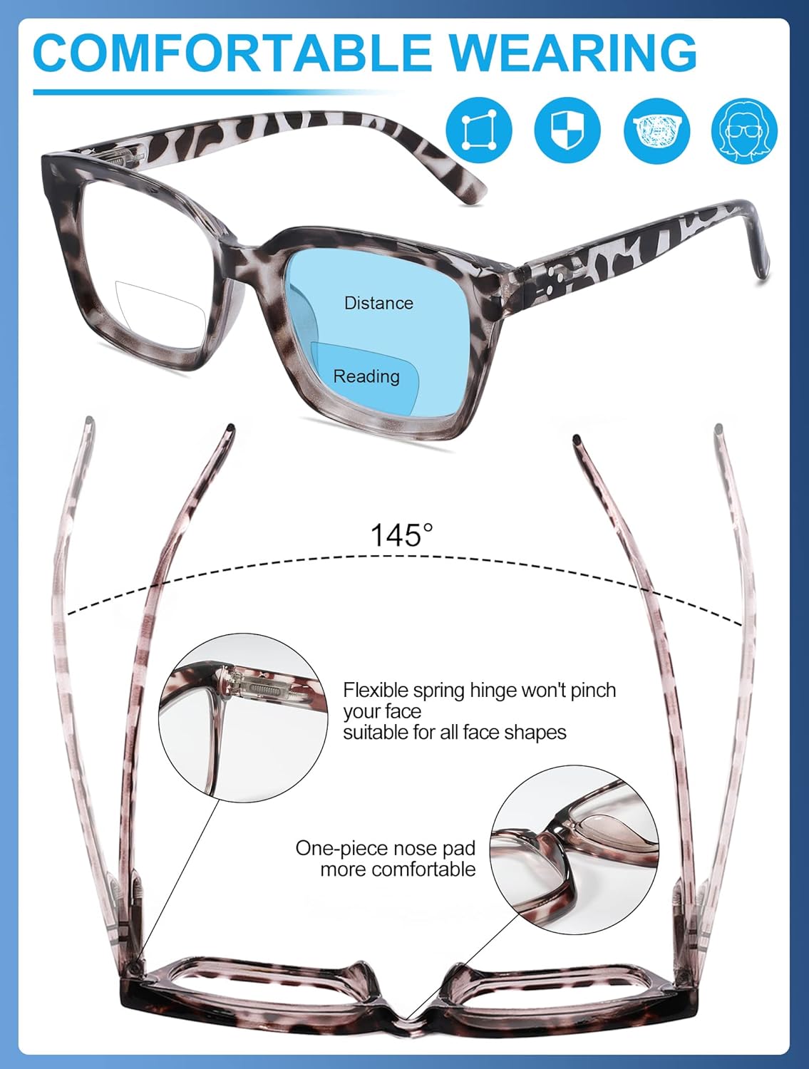 OCCI CHIARI Trendy Bifocal Reading Glasses Women 2.75 Blue Light Blocking Oversized Readers 1.0 1.25 1.5 1.75 2.0 2.25 2.5 2.75 3.0 3.5(Grey,2.75)