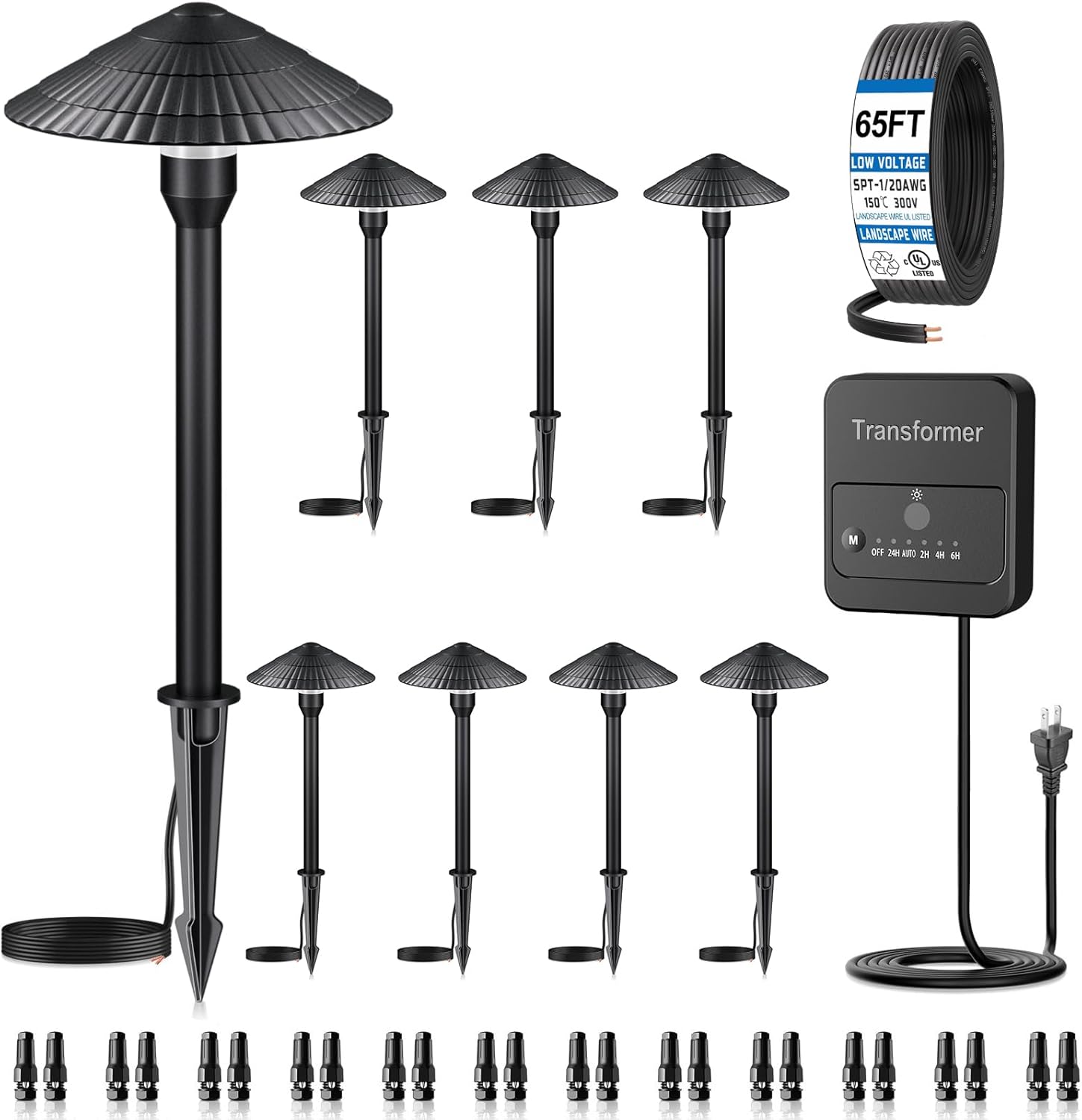 Landscape Lighting Pathway Lights 8 Pack, 5W Low Voltage LED Outdoor Garden Lights, Cast Aluminum with Acrylic Lens, IP66 Waterproof Yard Walkway Driveway Patio Path Lights, Transformer Cable Included