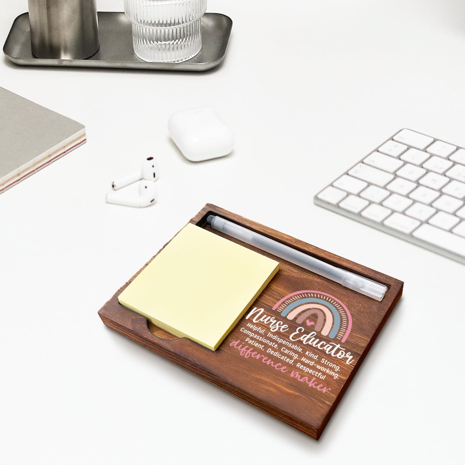 Nurse Educator Sticky Note Holder - Wooden Desk Organizer With Inspirational Message (GSH488) - View #8