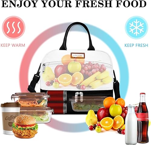 Miniatura 5 de UTOTEBAG Bolsa de almuerzo con doble compartimento aislado para mujeres, a prueba de fugas, lindas bolsas reutilizables para el día de San Valentín