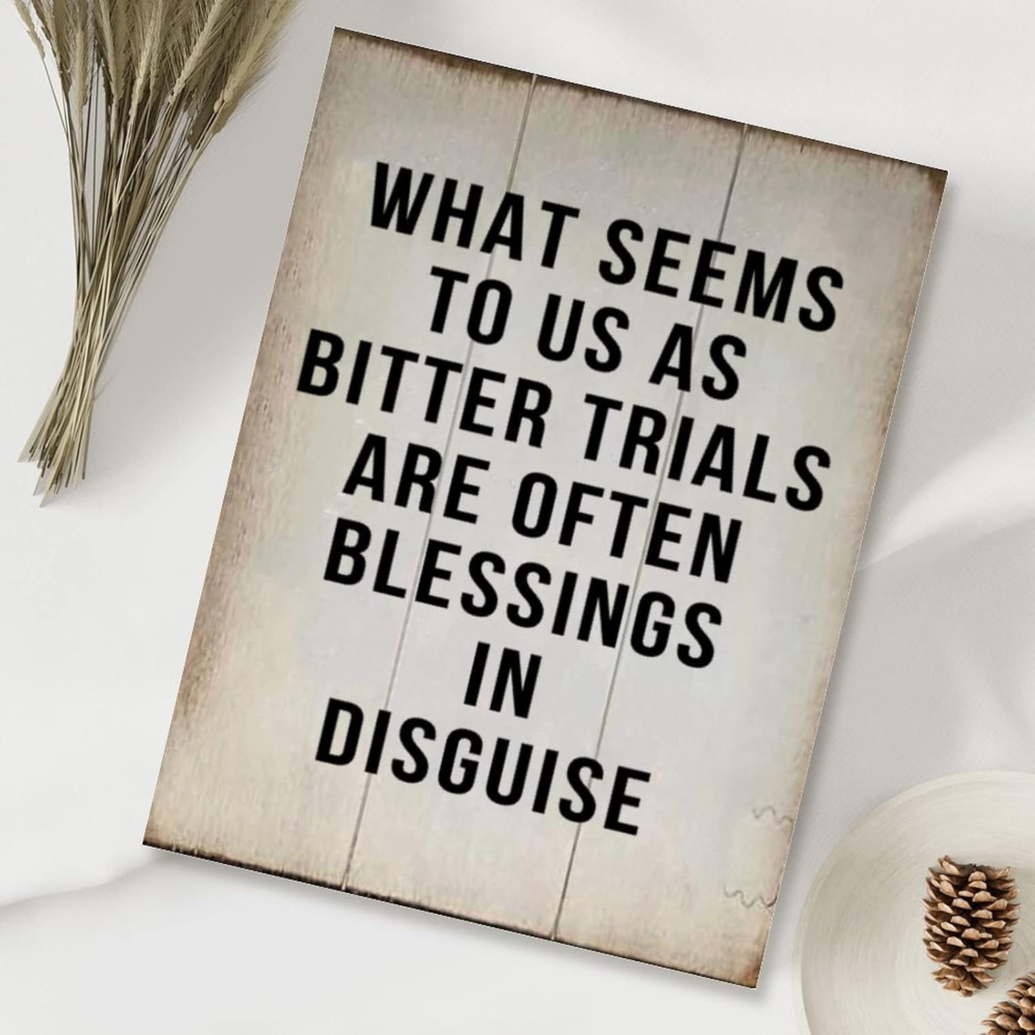 Rustic Sign Wood Decor What Seems to Us As Bitter Trials are Often Blessings in Disguise Sign Plaque Vintage Farmhouse Wall Hanging Sign Art Decor Plaque with Quotes for Home 18x24in